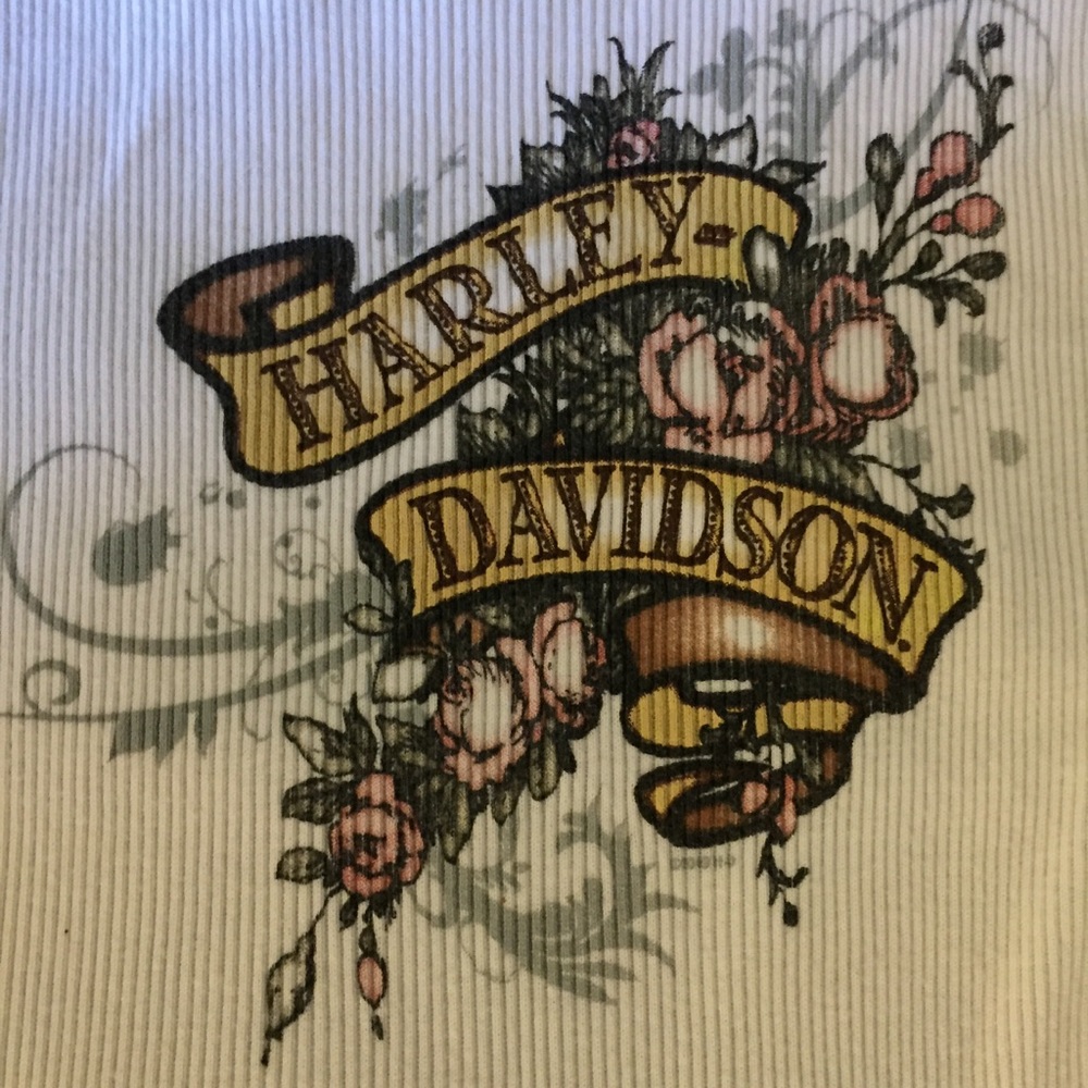 Harley-Davidson white floral tank top sz S